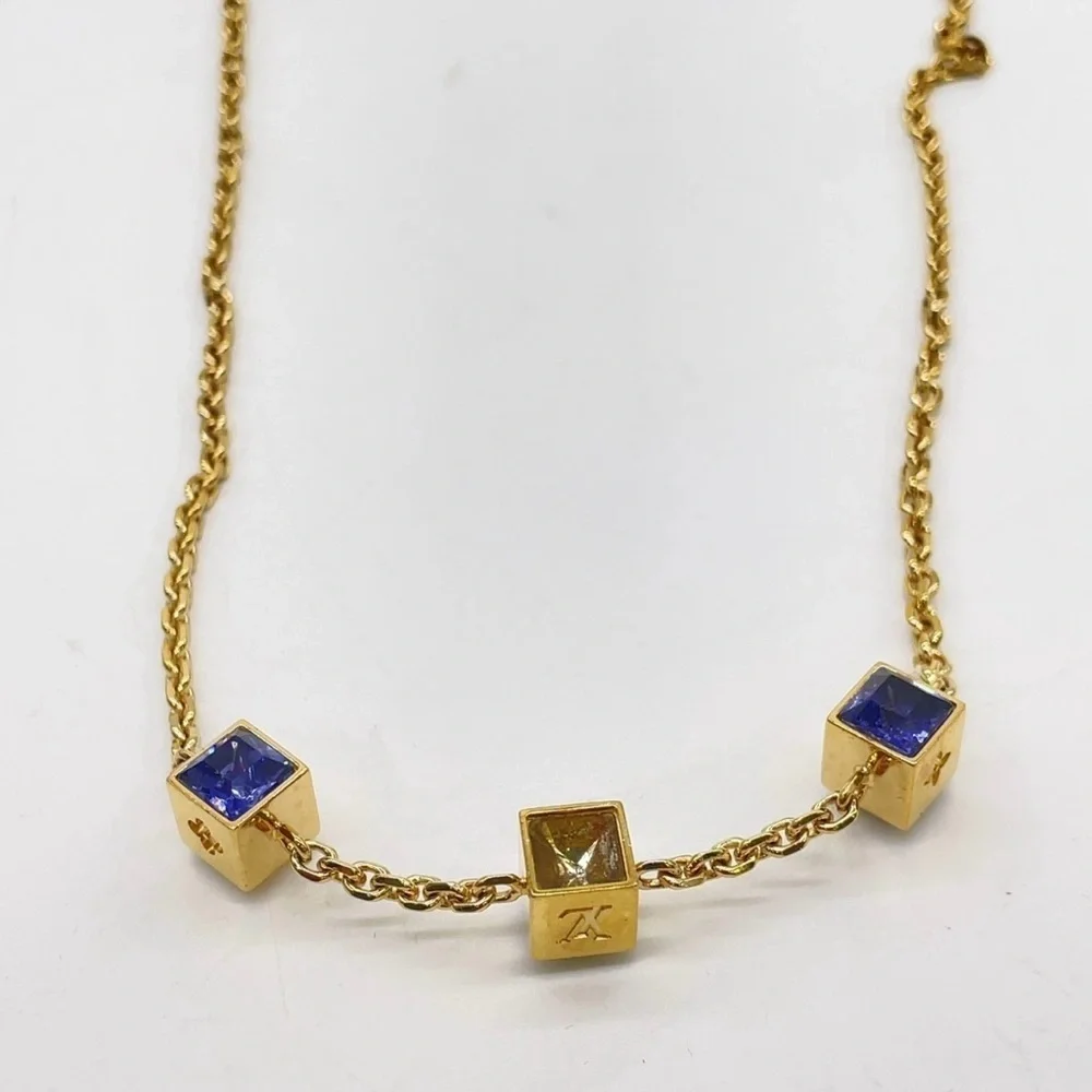 Louis Vuitton Collier Gamble Gold Purple Necklace